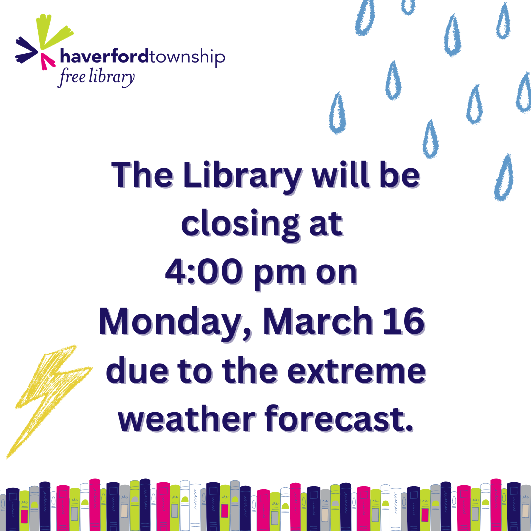 Library closing on Monday, March 16 at 4:00 pm due to weather.